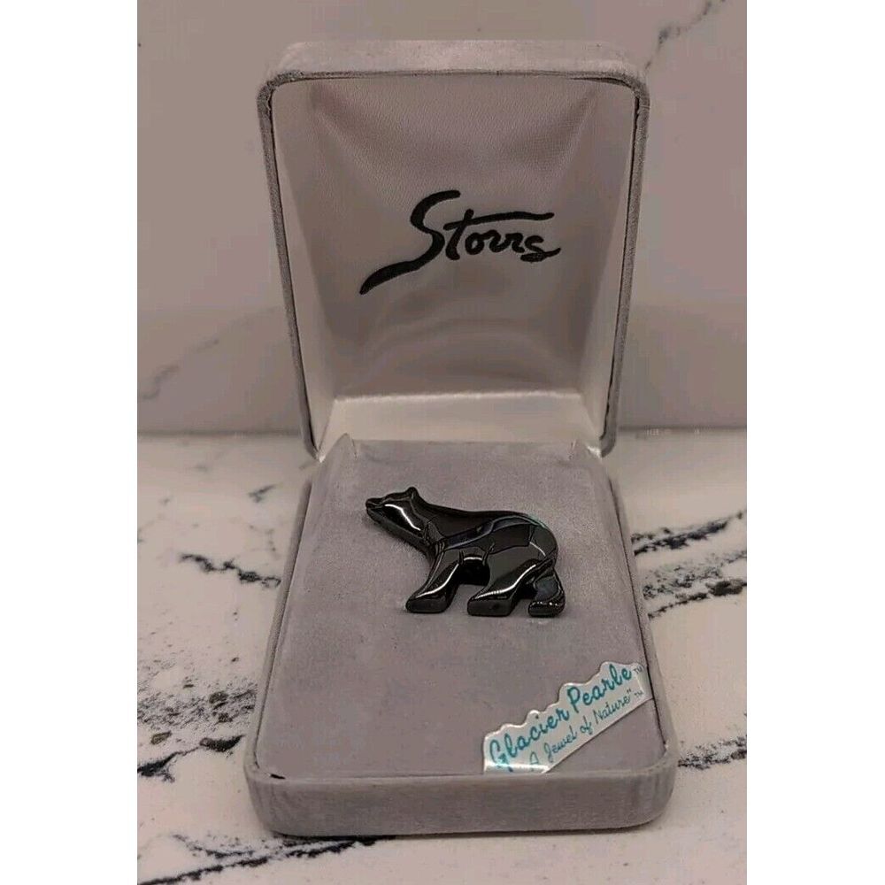 STORRS‎ Glacier Pearle Polar Bear Pin Natural Abalone NIB